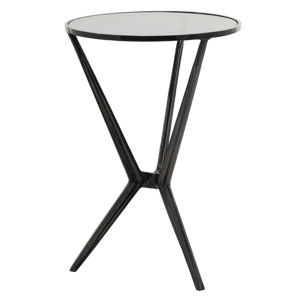 Decor Mache Modern Round Top Accent Table - Black/Clear