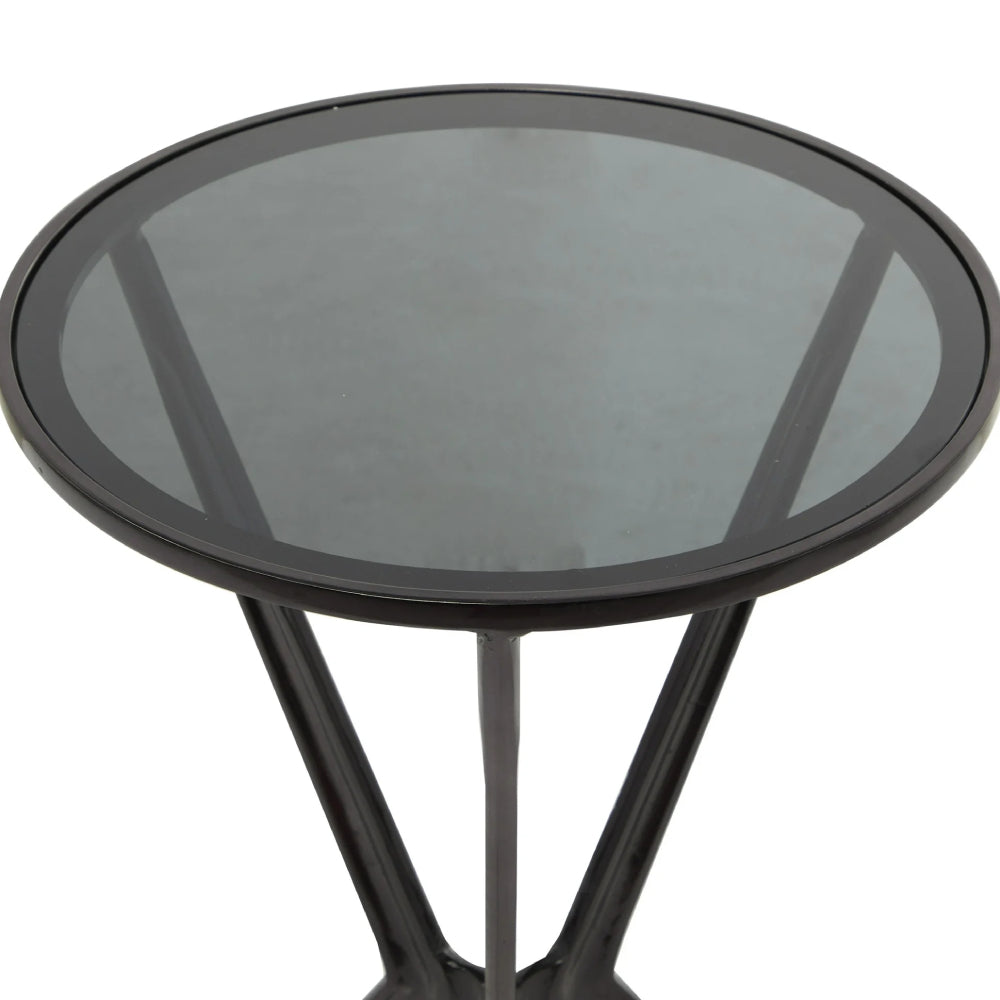 Decor Mache Modern Round Top Accent Table - Black/Clear