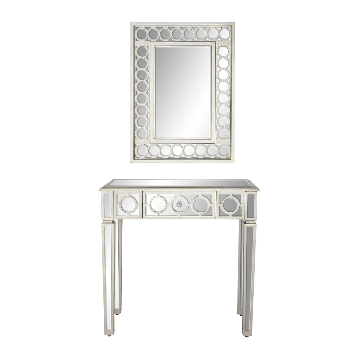 Glam White Mirror Console Set