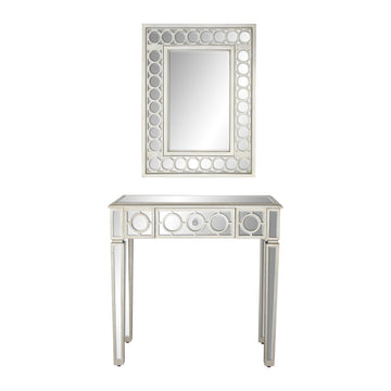 Consola con espejo blanco glamuroso