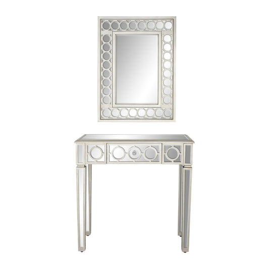 Consola con espejo blanco glamuroso