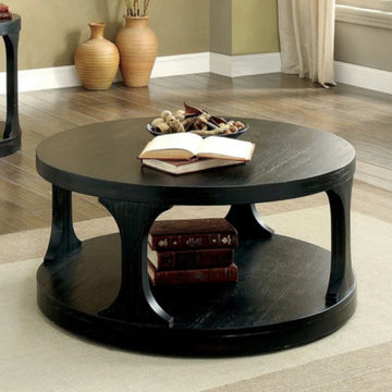Carrie 18" Coffee Table with Open Shelf by Furniture of America - Black