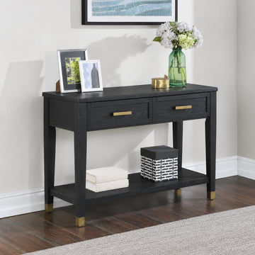 Yves 48" Sofa Table with Open Shelf and 2 Drawers by Steve Silver Company - Black