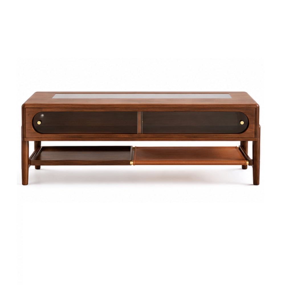 Mesa de centro con cristal de Best Home - Marrón oscuro