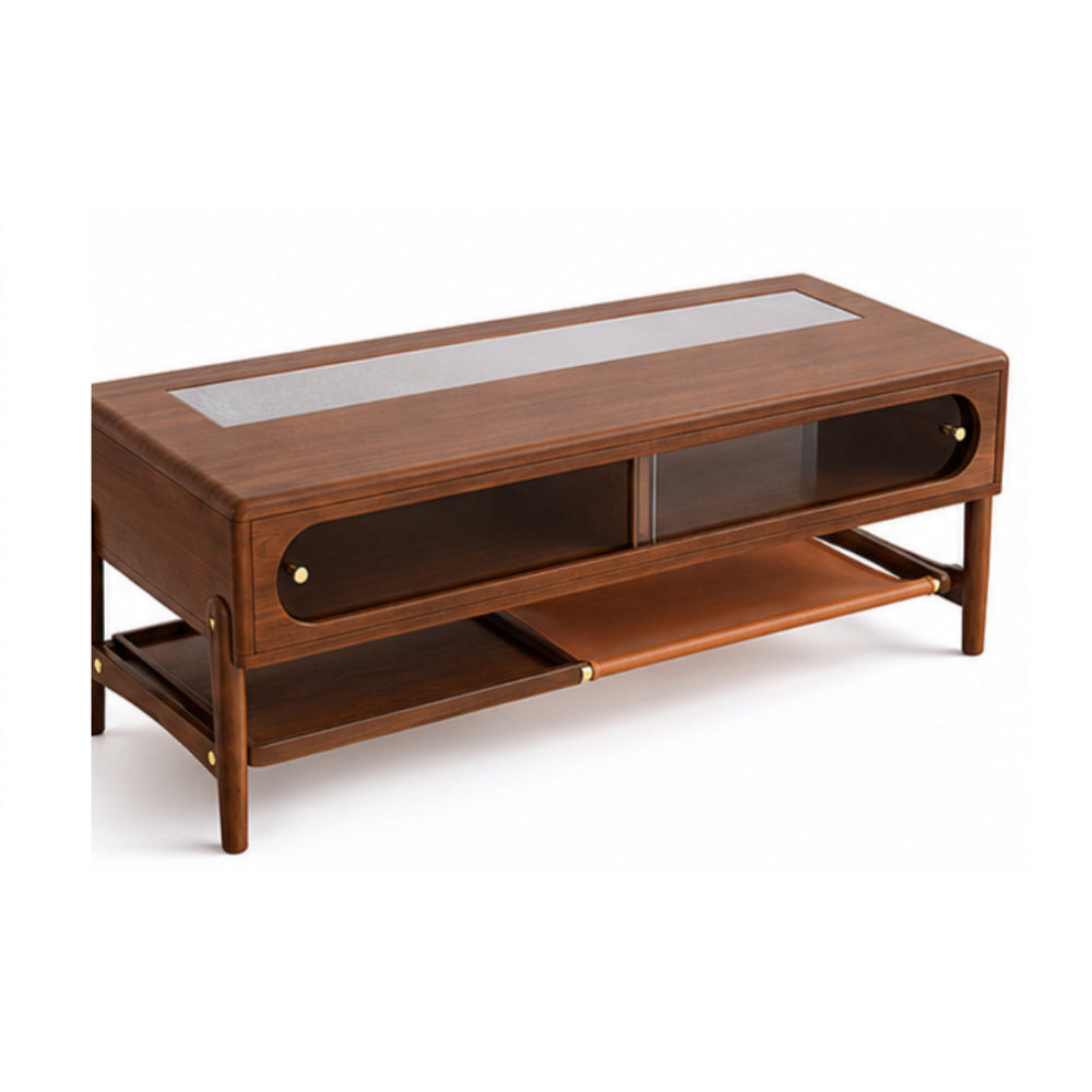 Mesa de centro con cristal de Best Home - Marrón oscuro