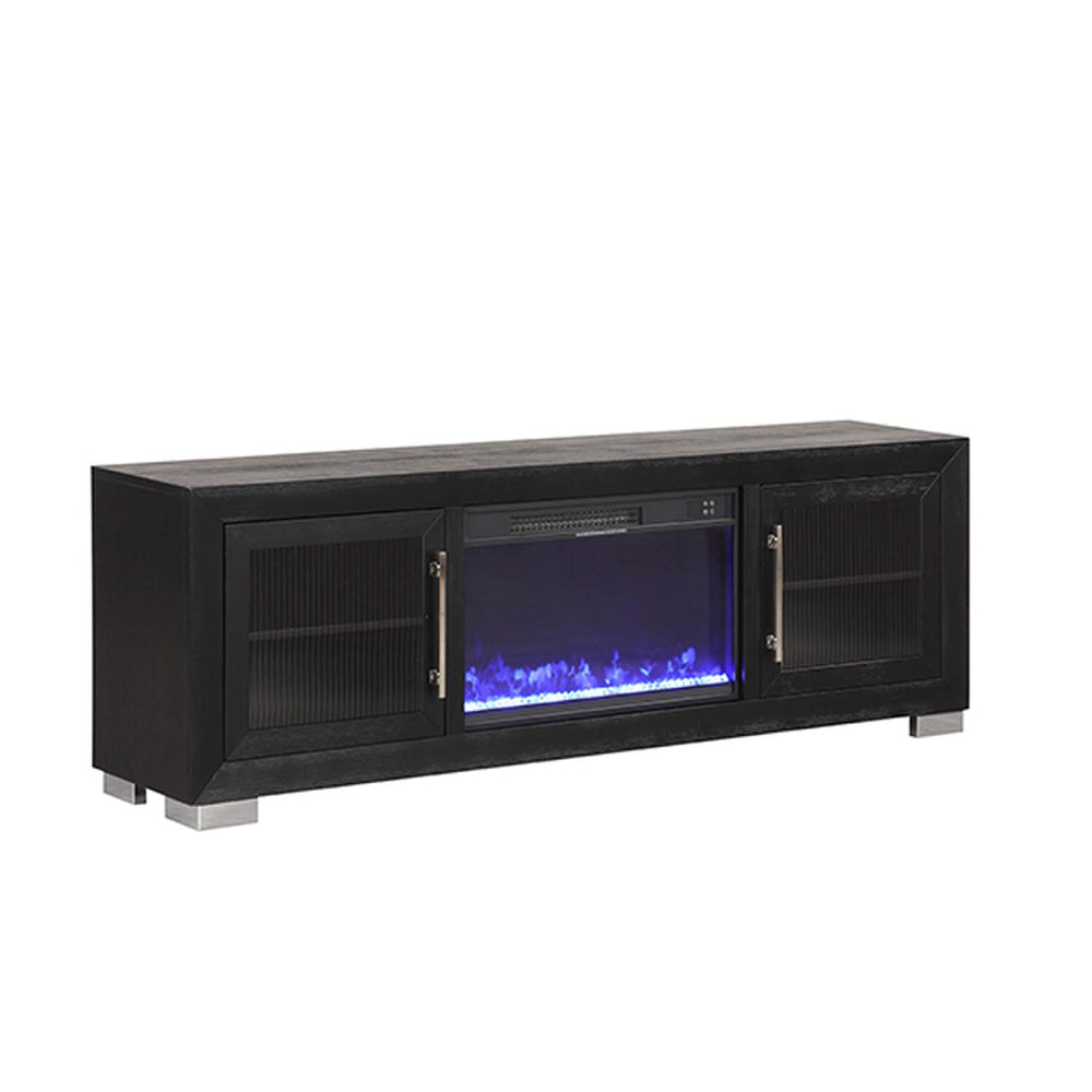 Ashbourne 72" TV Stand with Fireplace Media Console by Furniture of America - Black