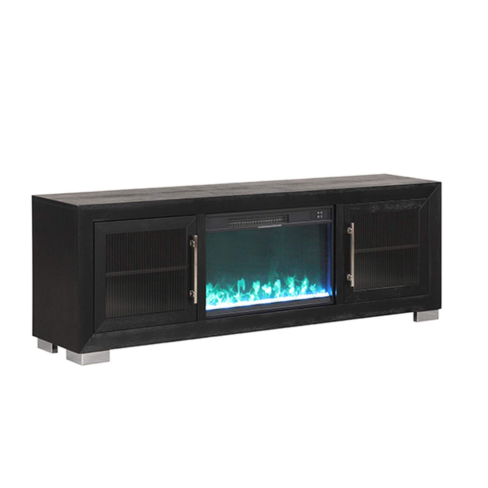 Ashbourne 72" TV Stand with Fireplace Media Console by Furniture of America - Black