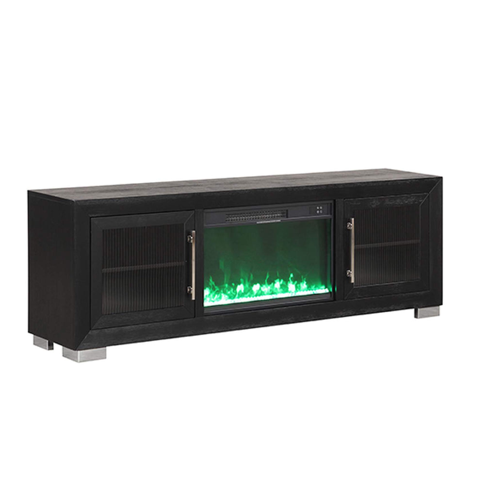 Ashbourne 72" TV Stand with Fireplace Media Console by Furniture of America - Black