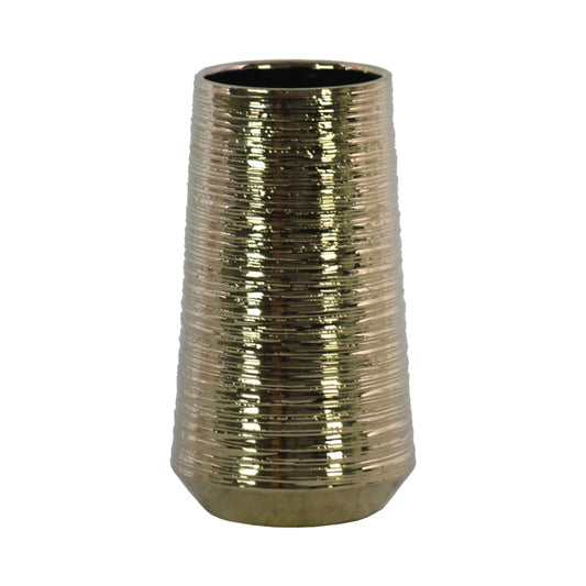 Urban Trends Collection 12" Round Ceramic Vase with Combed Design Body - Gold