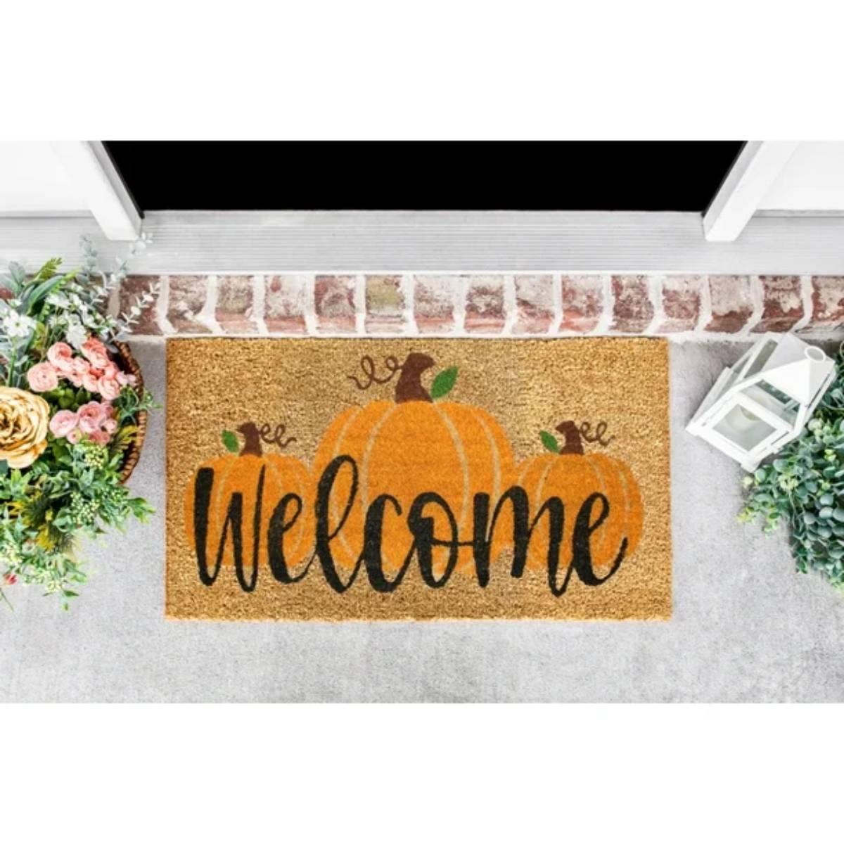 Kashi Home 18" x 28" Welcome Pumpkins Door Mat - Brown