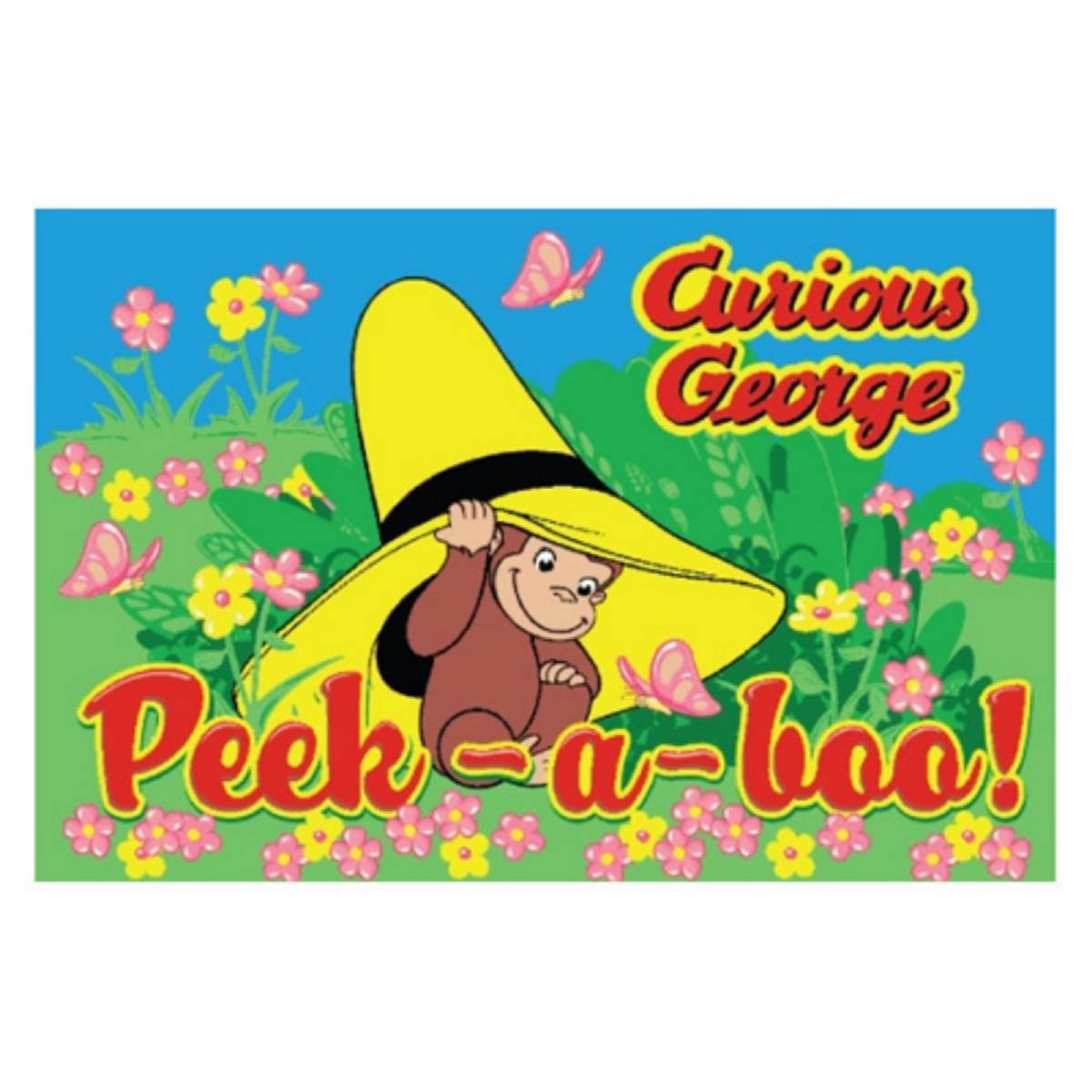 L.A Rugs 4' 3" x 6' 6" Fun Time Curious George Peek-a-Boo Rectangular Area Rug - Green