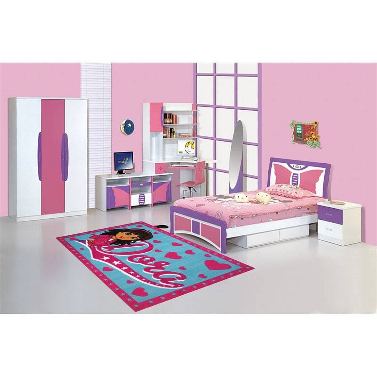 L.A Rugs 4' 3" x 6' 6" Fun Time Dora Rectangular Area Rug - Pink/Blue