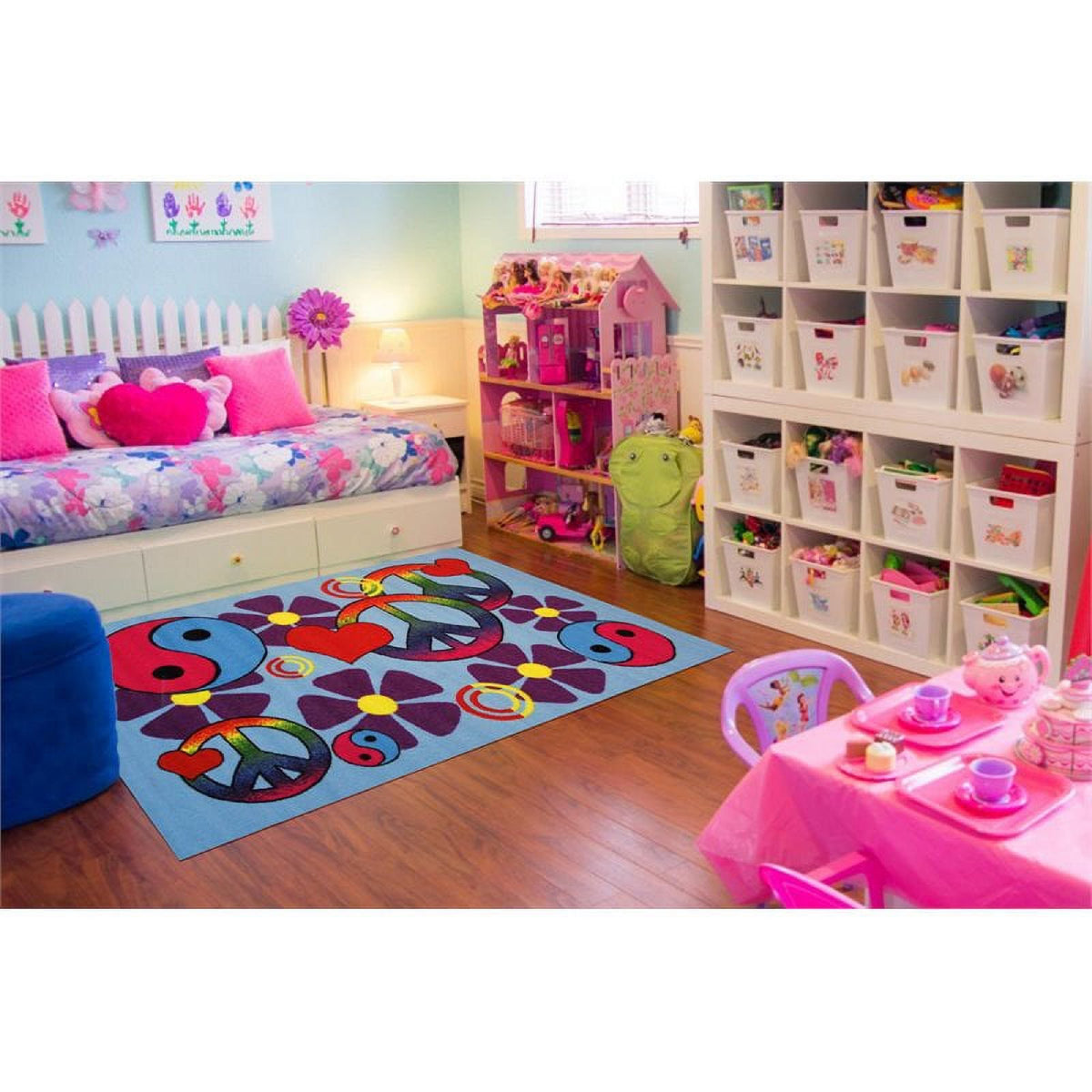 L.A Rugs Fun Time Lovely Peace Rectangular Area Rug