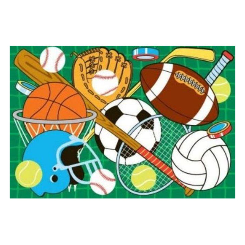 L.A Rugs Fun Time Let's Play Green Rectangular Area Rug