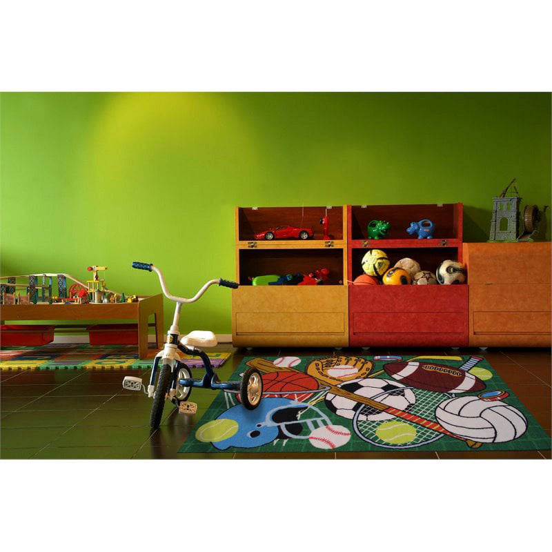 L.A Rugs Fun Time Let's Play Green Rectangular Area Rug