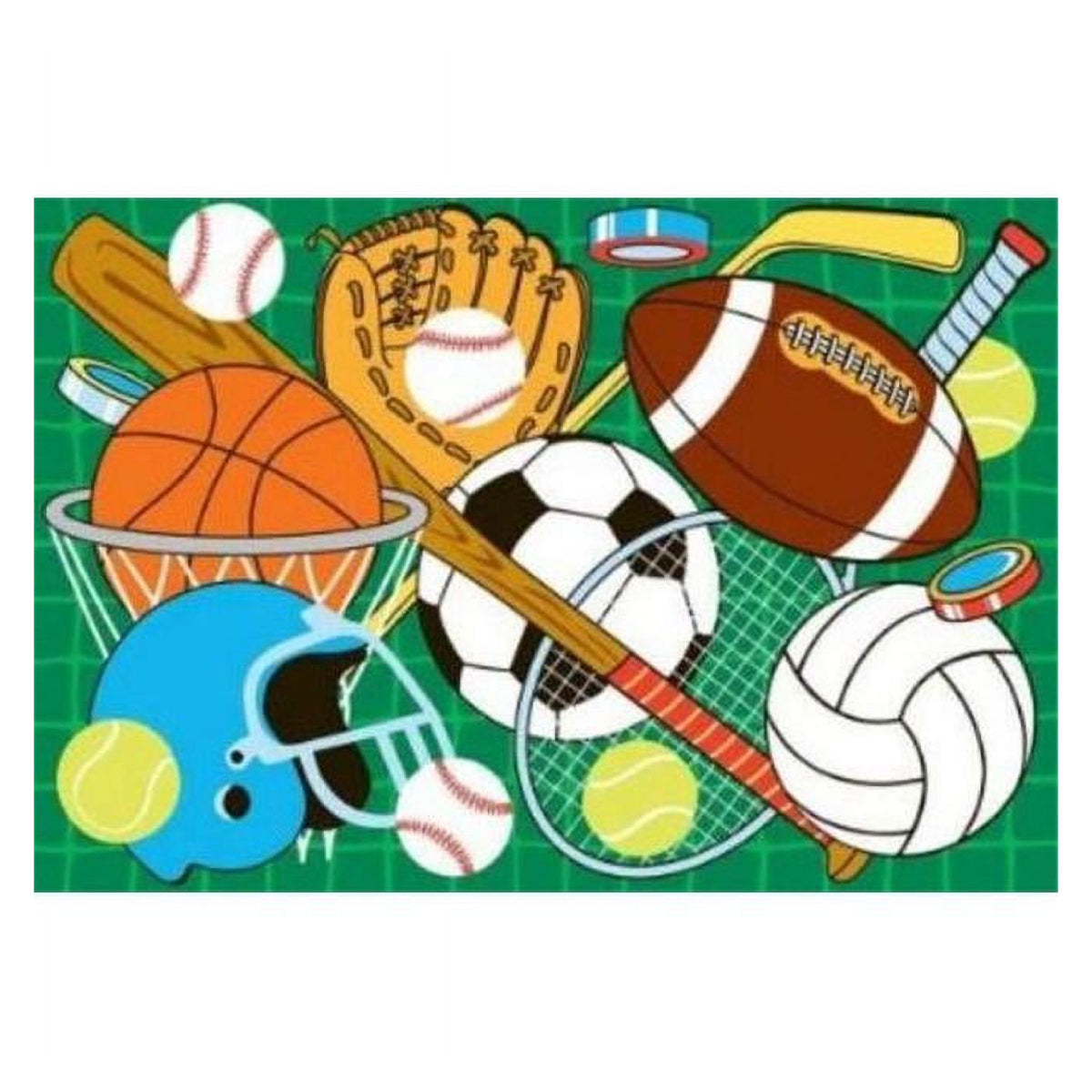 L.A Rugs Fun Time Let's Play Green Rectangular Area Rug