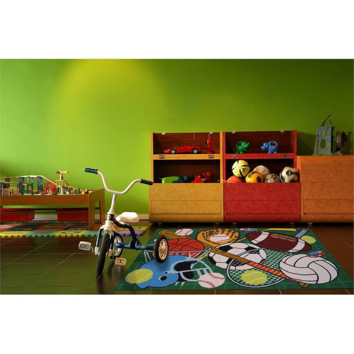 L.A Rugs Fun Time Let's Play Green Rectangular Area Rug