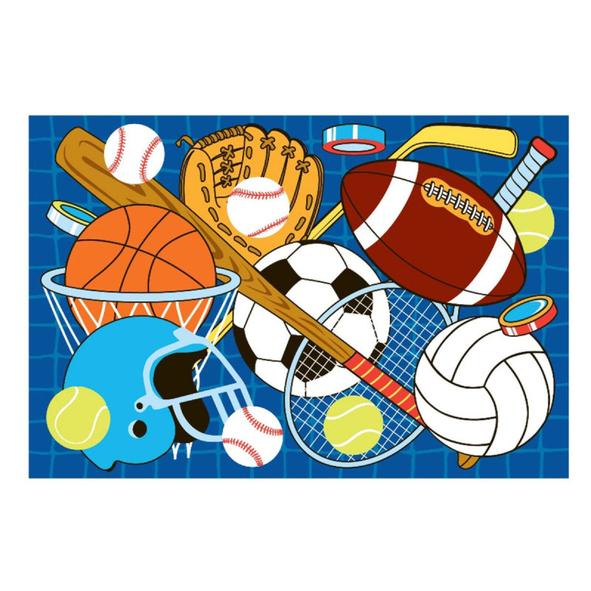 L.A Rugs Fun Time Let's Play Blue Rectangular Area Rug