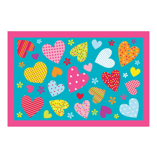L.A Rugs 3' 3" x 4' 10" Fun Time Hearts Turquoise Rectangular Area Rug