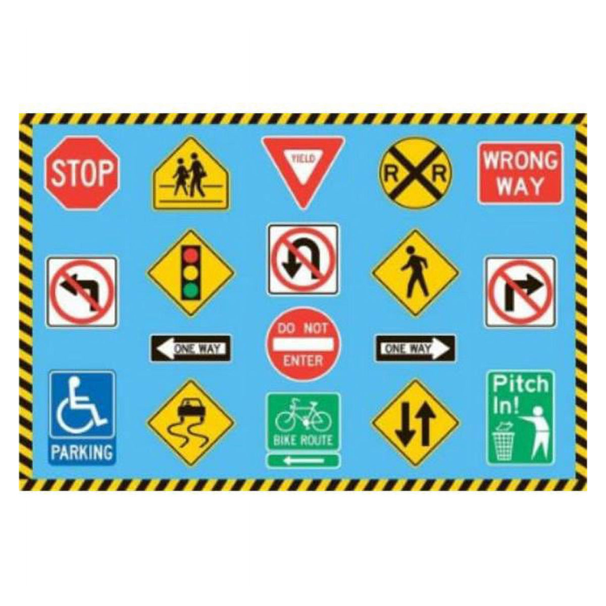 L.A Rugs Fun Time Traffic Signs Rectangular Area Rug - Blue