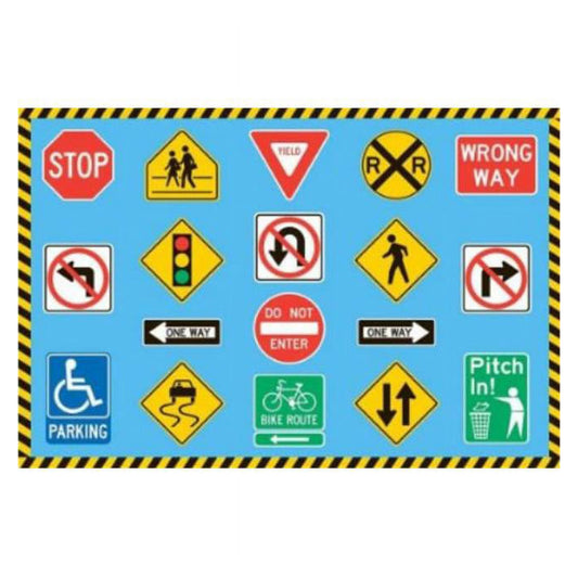 L.A Rugs Fun Time Traffic Signs Rectangular Area Rug - Blue