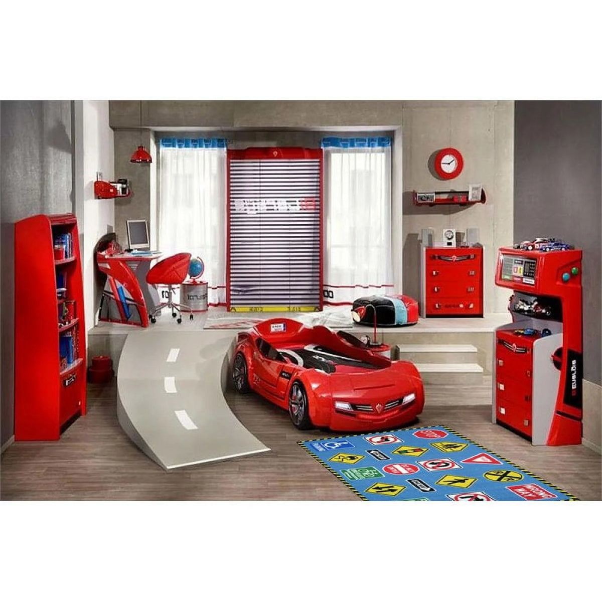 L.A Rugs Fun Time Traffic Signs Rectangular Area Rug - Blue