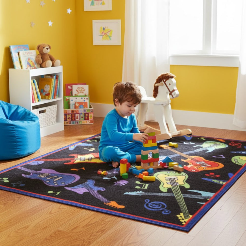 L.A Rugs 1' 7" x 2' 5" Guitars Rectangular Area Rug