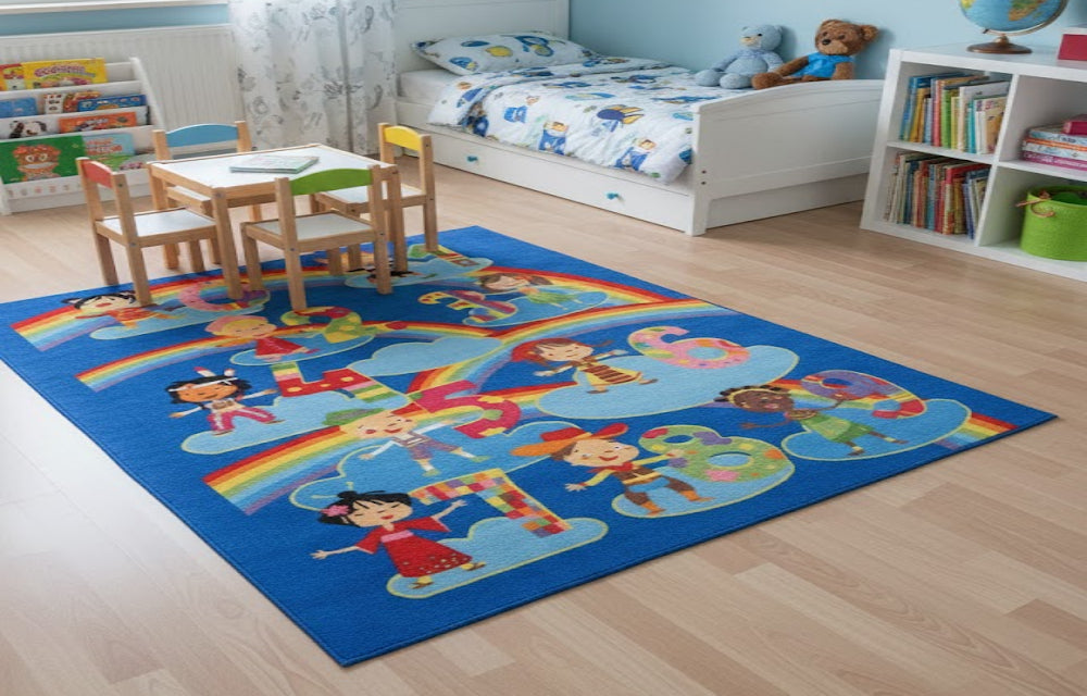 L.A Rugs 1' 7" x 2' 5" Fun Time Kids and Numbers Rectangular Area Rug - Blue