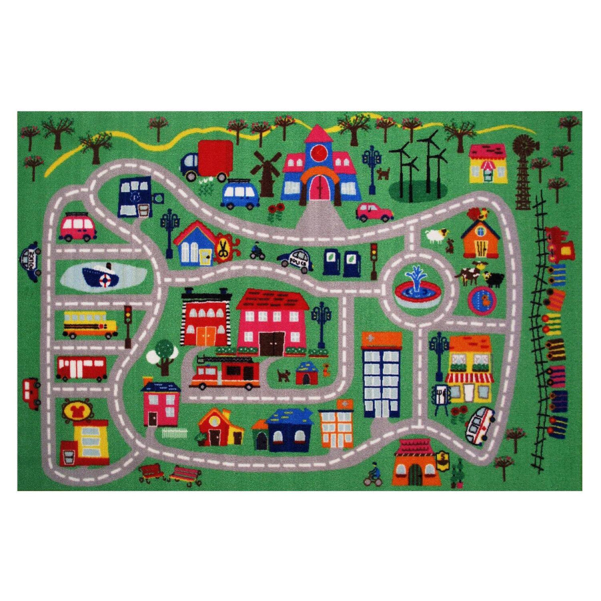 L.A Rugs 3' 3" x 4' 10" Fun Time City Rectangular Area Rug - Green