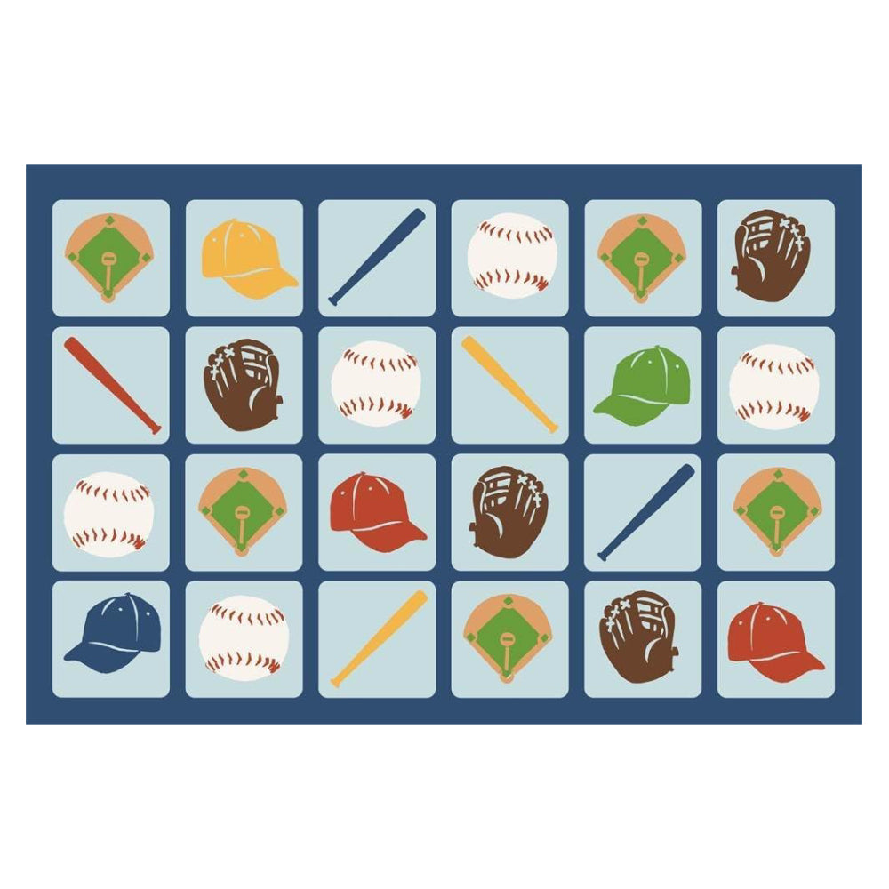 L.A Rugs 3' 3" x 4' 10" Fun Time Up To Bat Rectangular Area Rug - Blue