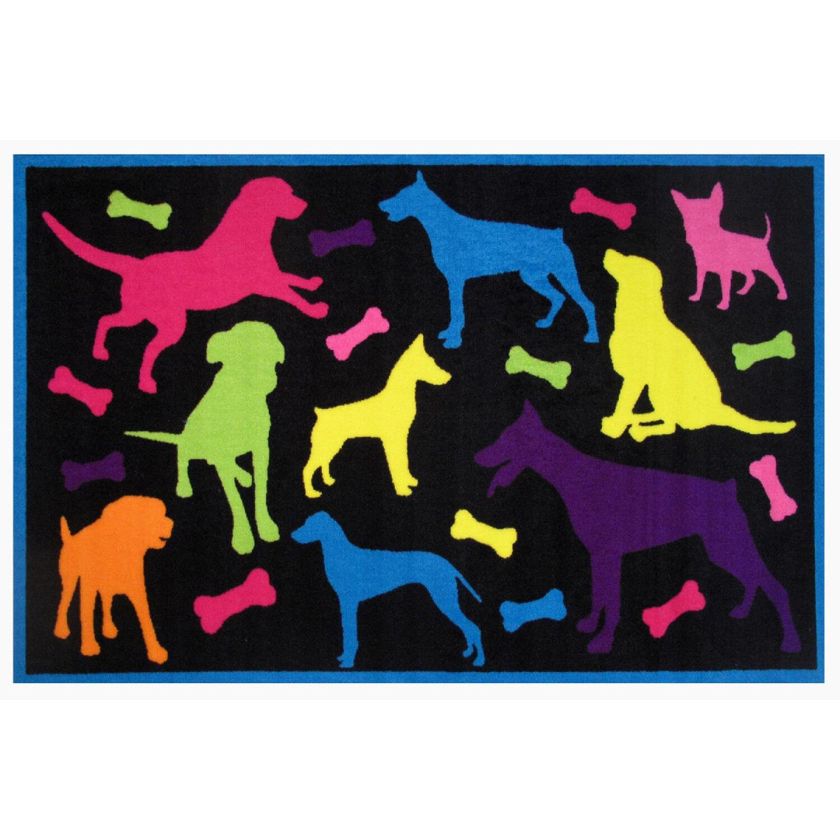 L.A Rugs 1' 7" x 2' 5" Fun Time Bow Wow Rectangular Area Rug - Blue