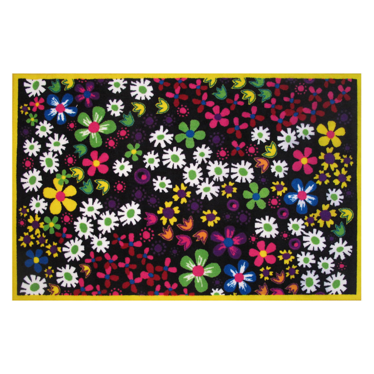 L.A Rugs 3' 3" x 4' 10" Fun Time Floral Rectangular Area Rug - Black