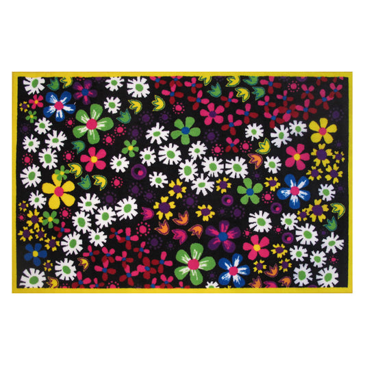 L.A Rugs 3' 3" x 4' 10" Fun Time Floral Rectangular Area Rug - Black