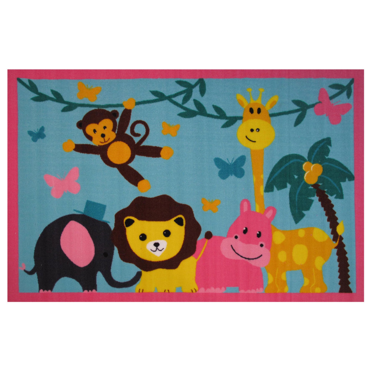 L.A Rugs 3' 3" x 4' 10" Fun Time Jungle Party Rectangular Area Rug - Blue