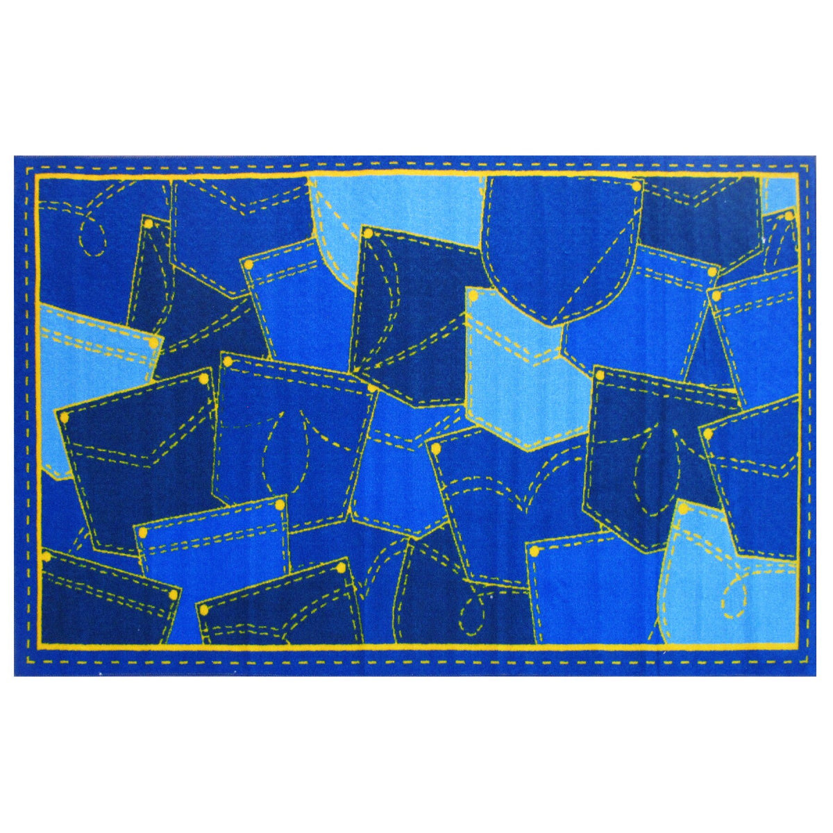 L.A Rugs Fun Time Jean Pockets Rectangular Area Rug - Blue