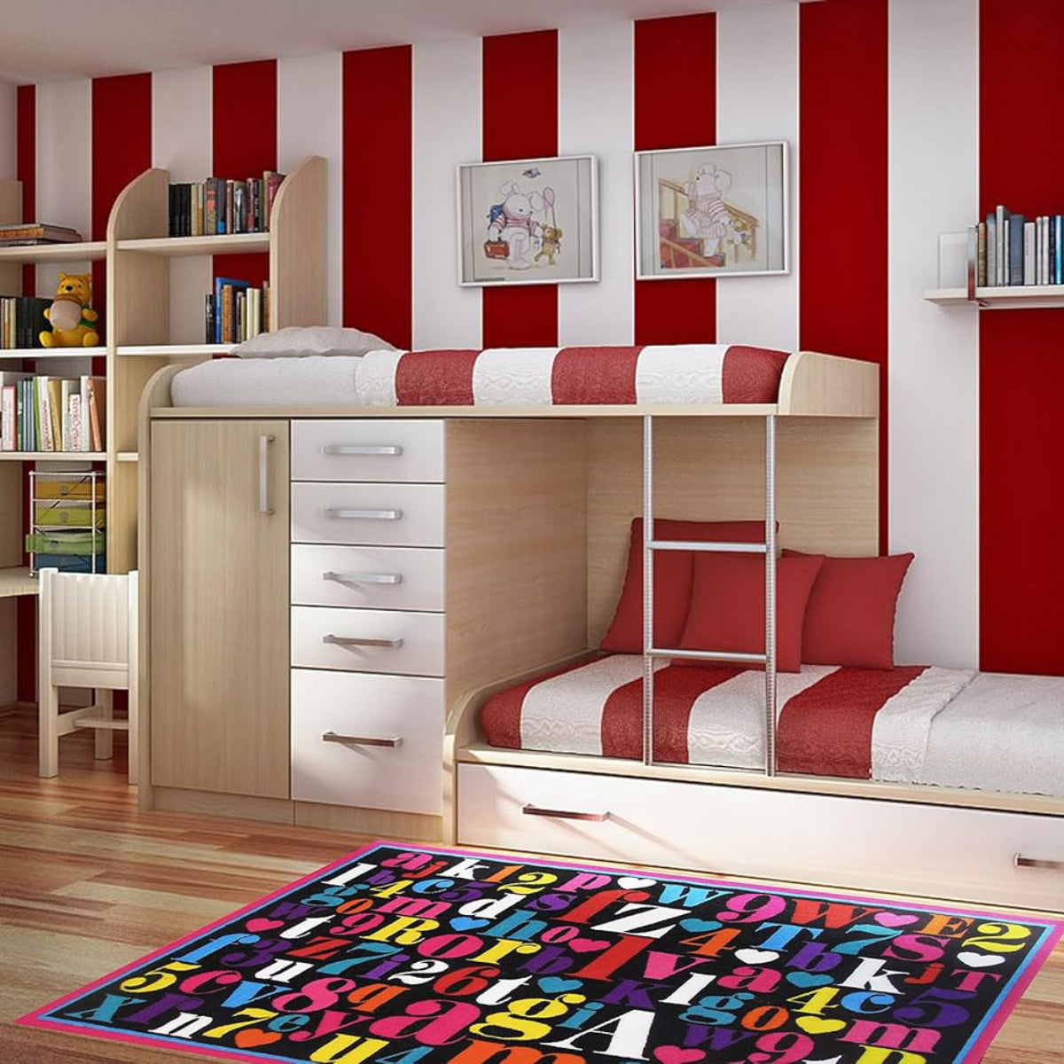 L.A Rugs 3' 3" x 4' 10" Fun Time Alphabet Rectangular Area Rug - Black