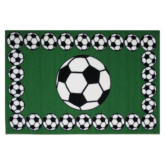 L.A Rugs 1' 7" x 2' 5" Fun Time Soccer Rectangular Area Rug - Green
