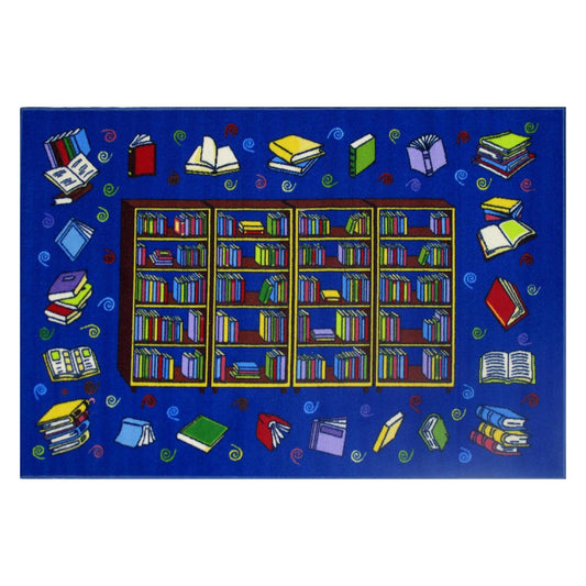 L.A Rugs 3' 3" x 4' 10" Fun Time Reading Rectangular Area Rug - Blue