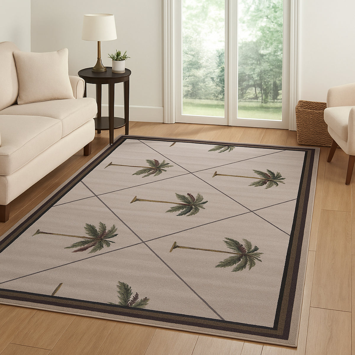 L.A Rugs 3' 3" x 4' 10" Fun Time Palm Fronds Rectangular Area Rug - Gray