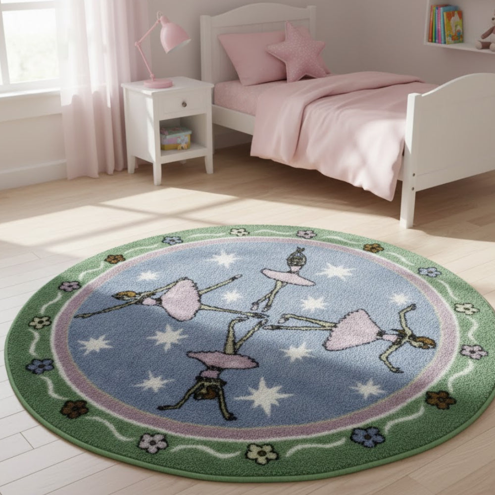 L.A Rugs 3' 3" x 3' 3" Ballerinas Round Area Rug