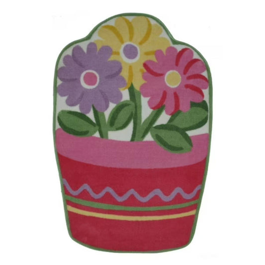 L.A Rugs 3' 3" x 4' 10" Fun Time Flower Pot Shaped Area Rug