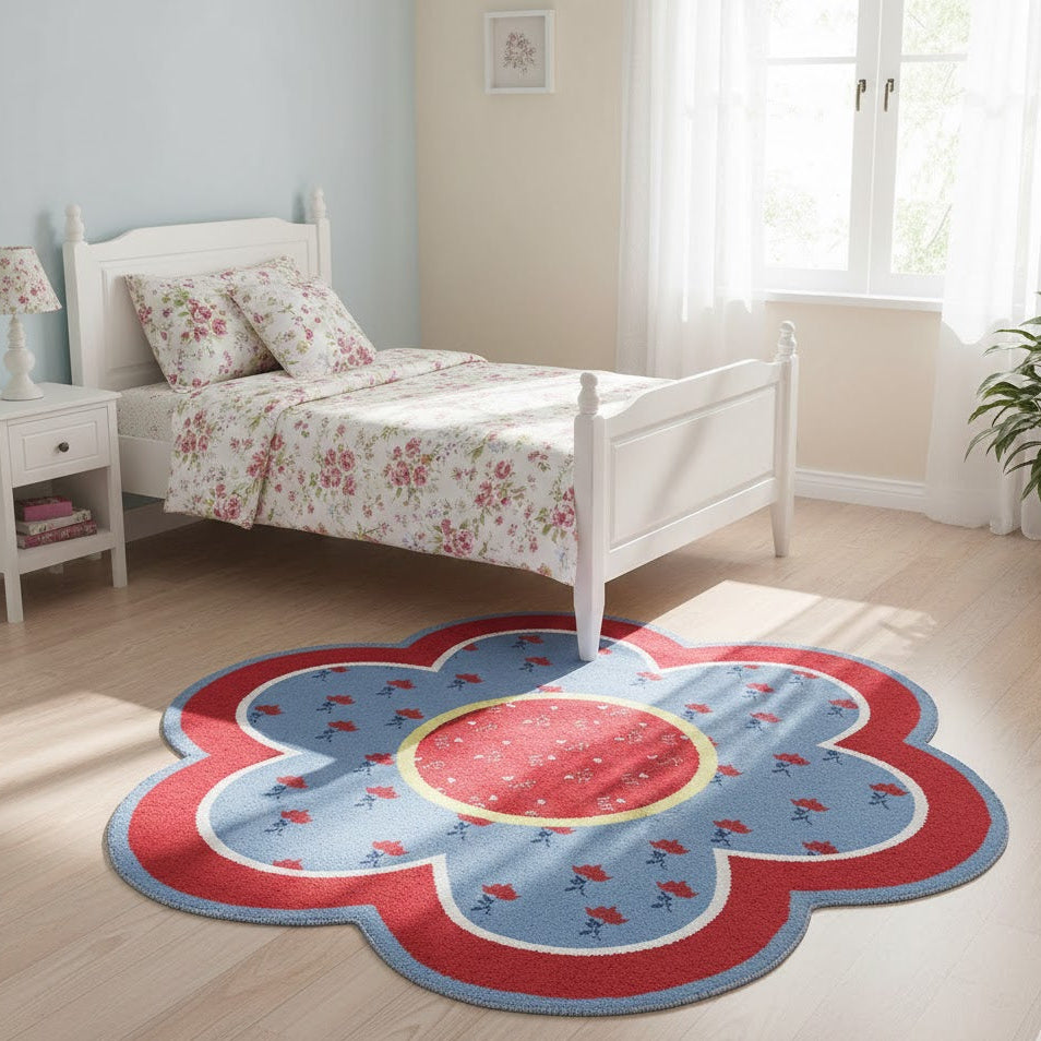 L.A Rugs 3' 3" x 3' 3" Bandana Flower Area Rug - Blue