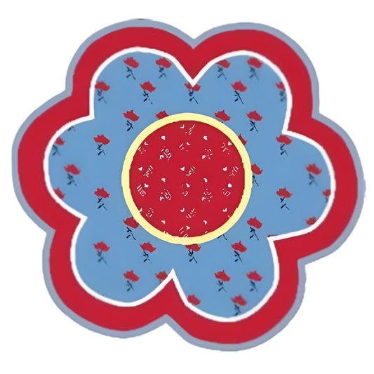 L.A Rugs 3' 3" x 3' 3" Bandana Flower Area Rug - Blue