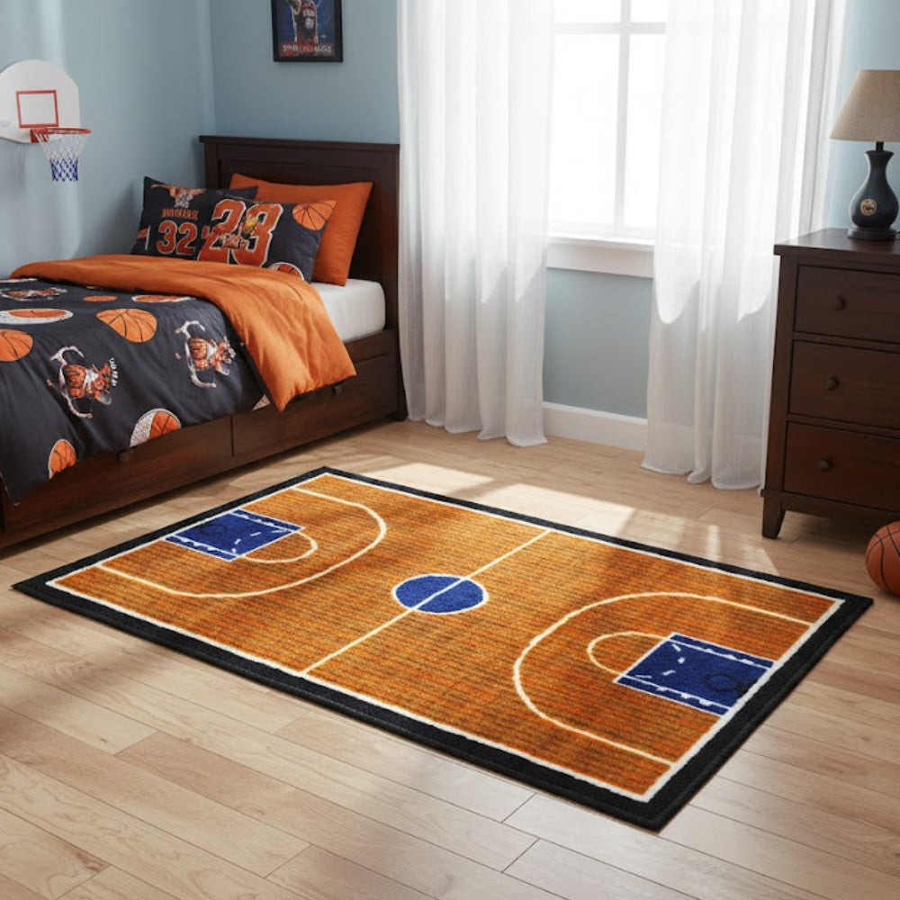 L.A Rugs Basketball Court Rectangular Area Rug - Brown