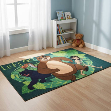 LA Rug 3' 3" x 4' 10" Fun Time Let's Go Jungle Rectangular Area Rug - Green