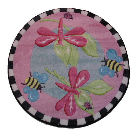 L.A Rugs 39" x 39" Dragonfly Round Area Rug - Pink