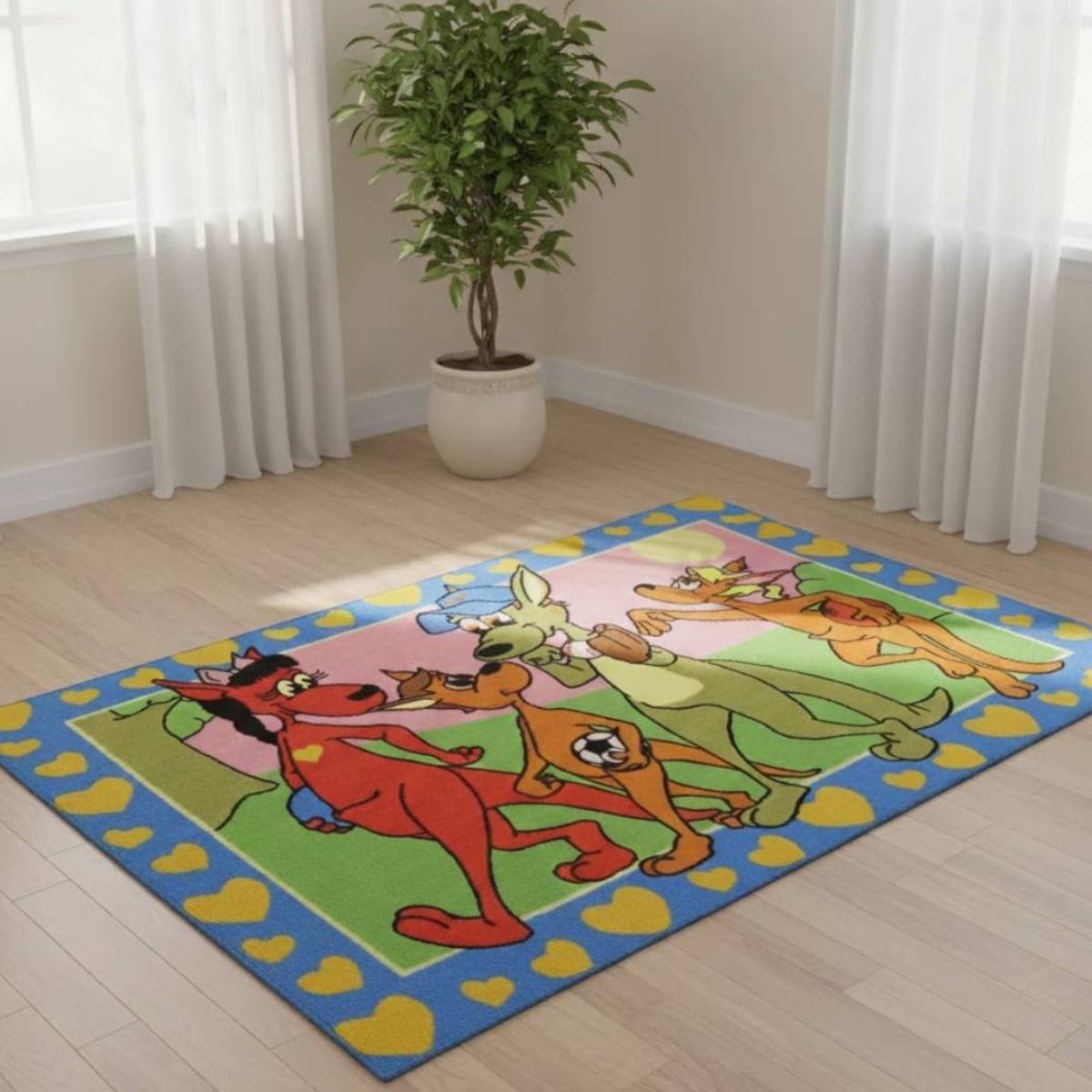 L.A Rugs 3' 3" x 4' 10" Fun Time Kelli Roo Golden Heart Rectangular Area Rug