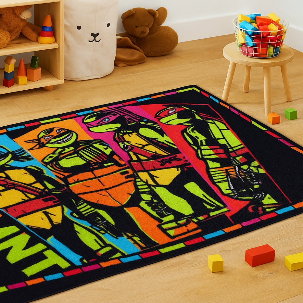 L.A Rugs 3'3" x 4'10" Ninja Turtles Rectangular Area Rug - Black