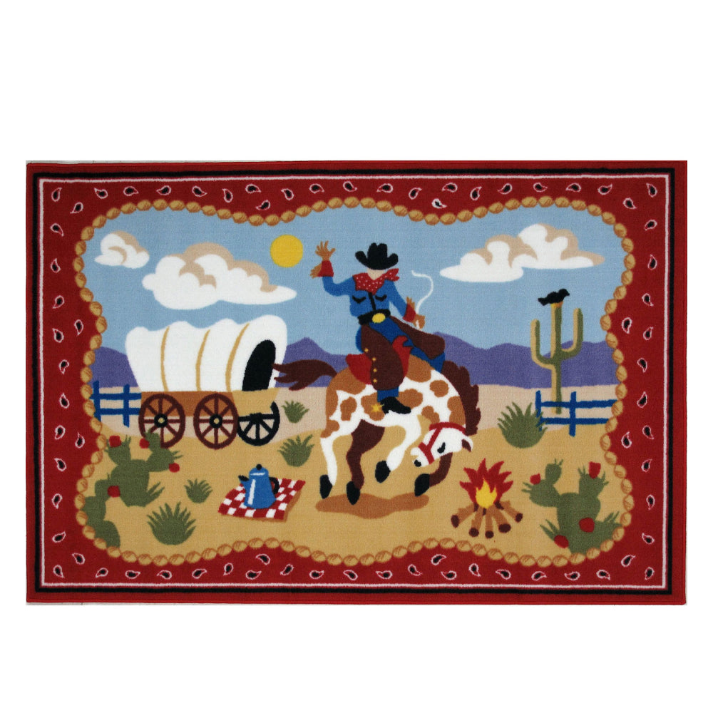 L.A Rugs 2" x 3" Olive Kids Ride Em Rectangular Area Rug - Red