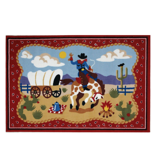 L.A Rugs 2" x 3" Olive Kids Ride Em Rectangular Area Rug - Red
